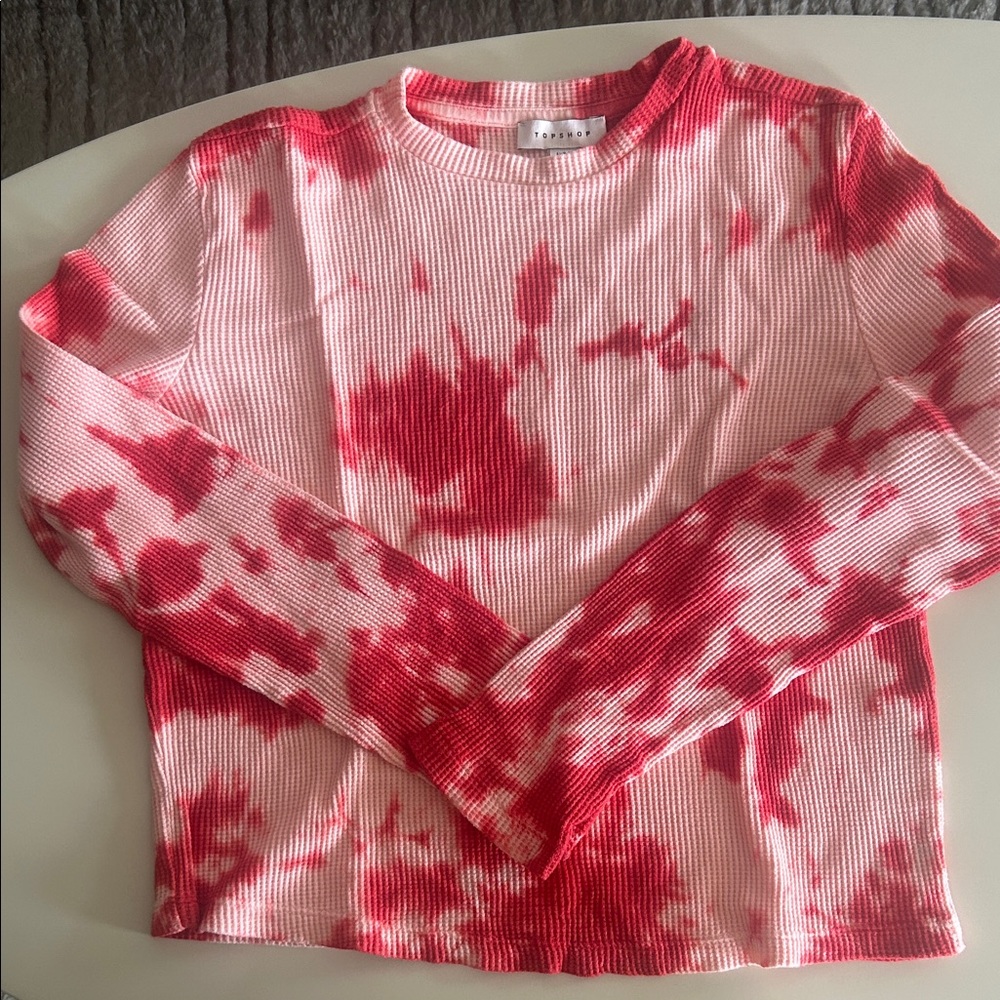Red Tie-Dye Long Sleeve Top